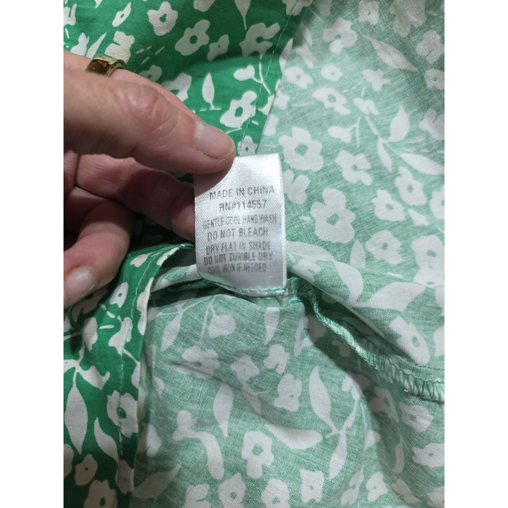 THML Classic 100% Cotton Trish Dress‎ Women's Size S Green/White Embroidered - Picture 6 of 10